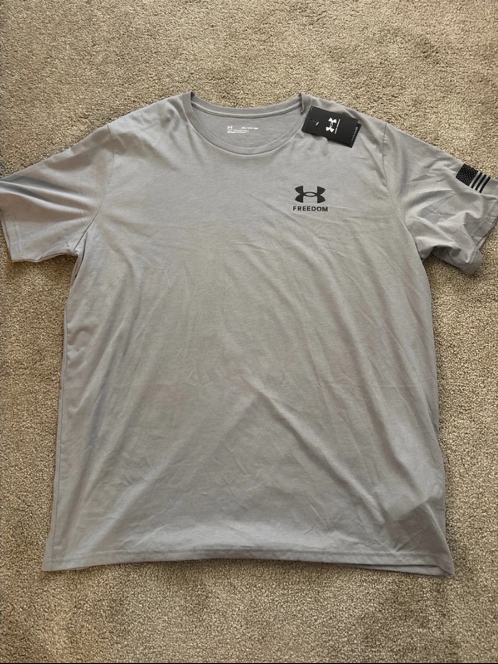 Under Armour Men’s Freedom Short Sleeve Tee — Light Gray with Black Accent